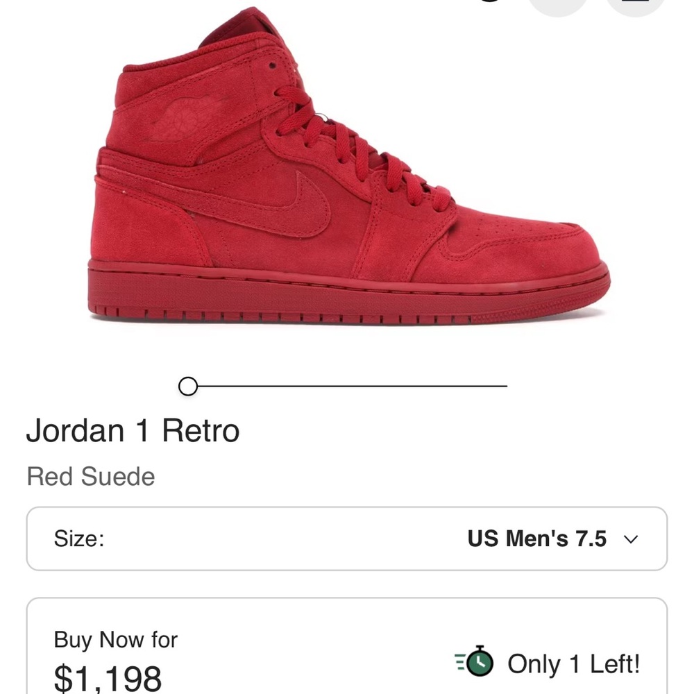 Nike Retro Air Jordan 1 Red Suede High Tops